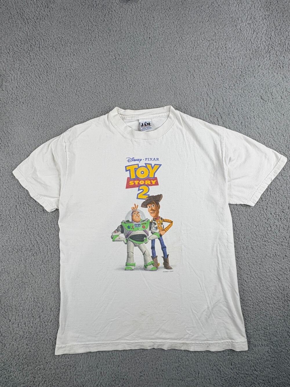 JAM T-Shirt Kids Size XL White Toy Story 2 USA Promo Disney Pixar Buzz Woody
